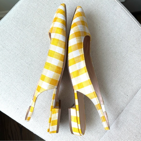 J. Crew sling back flats in yellow and ivory silk Gingham (size 9 1/2) - Picture 8 of 11
